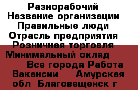 Разнорабочий › Название организации ­ Правильные люди › Отрасль предприятия ­ Розничная торговля › Минимальный оклад ­ 30 000 - Все города Работа » Вакансии   . Амурская обл.,Благовещенск г.